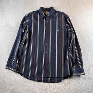 Lacoste Striped Shirt Mens XL 44 Blue Button Up Vintage Y2K Crocodile Preppy